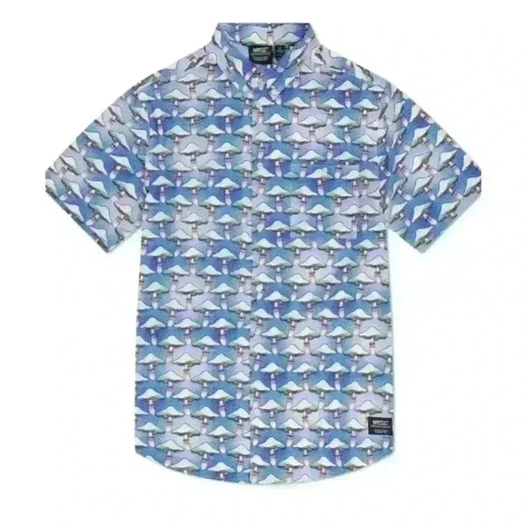 WESC Shroomspiracy Short Sleeve Button Shirt Men’s Medium - Picture 2 of 10